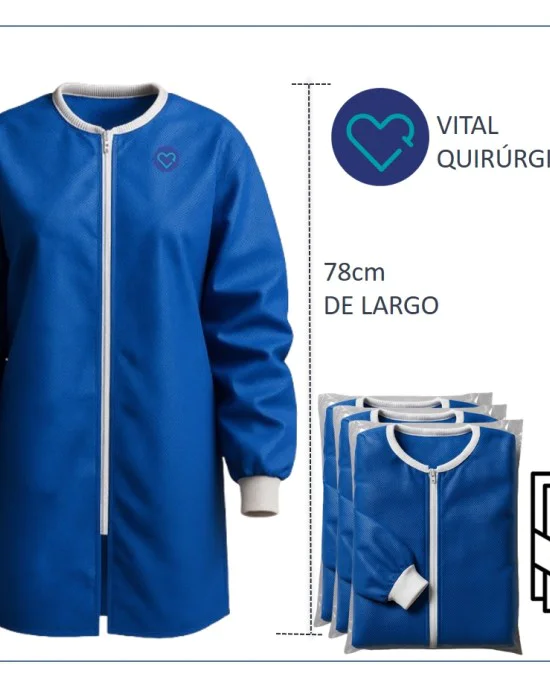 Bata Bacteriología Desechable SS 60g Azul Rey – Bata Laboratorio Unisex