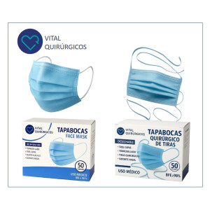Tapabocas desechable con elástico o tiras