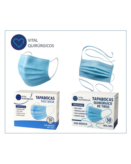 Tapabocas desechable con elástico o tiras