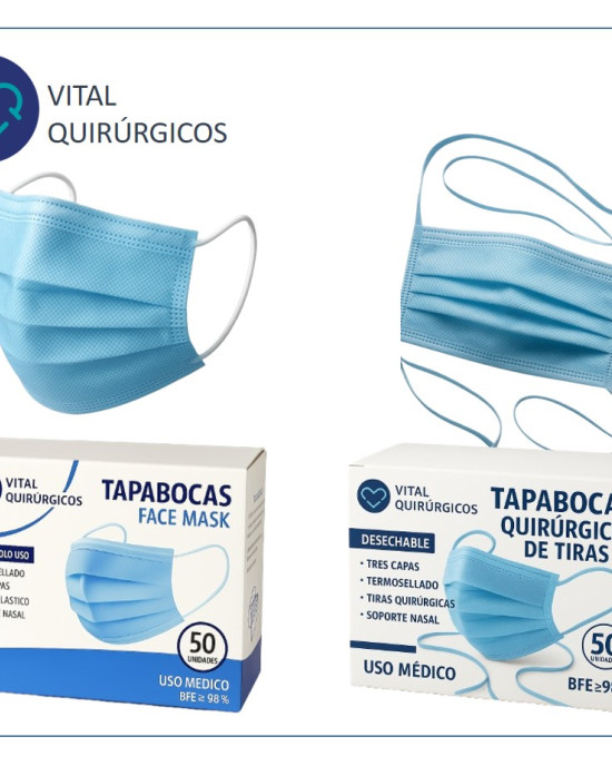 Tapabocas desechable con elástico o tiras
