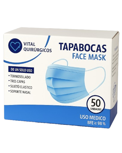 Tapabocas desechable con elástico o tiras